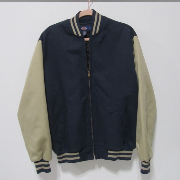 Dickies Other - Dickies Varsity Full Zip Blue & Tan Jacket Size L